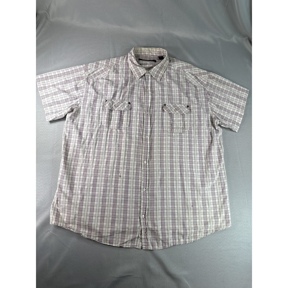 SEAN JOHN Plaid Short Sleeve Button Up Shirt Mens 4XB Multicolored 100% Cotton